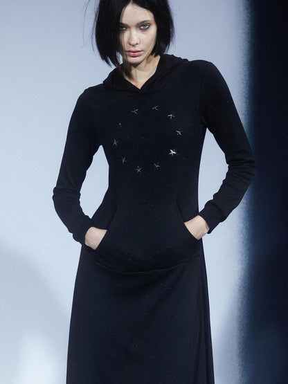 LYUOCHENG Black Sequin Star Stud Aline Women&