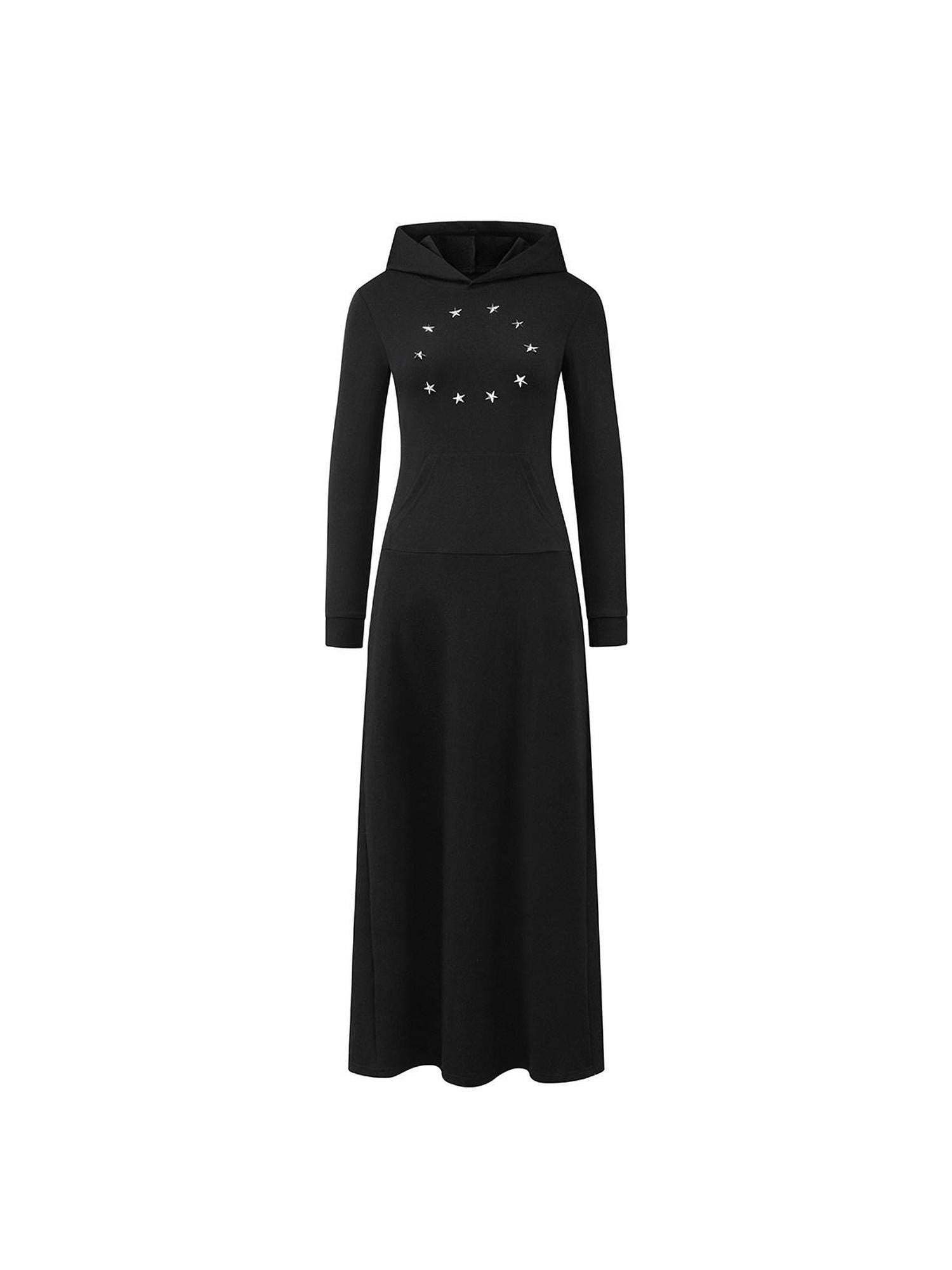 LYUOCHENG Black Sequin Star Stud Aline Women&