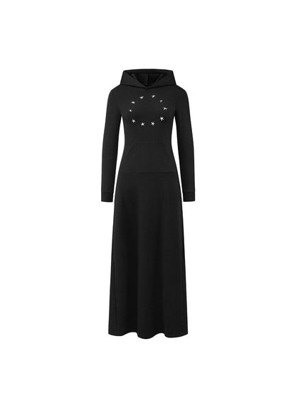 LYUOCHENG Black Sequin Star Stud Aline Women&