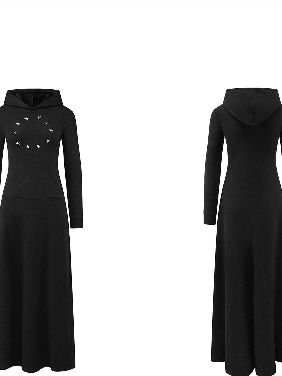 LYUOCHENG Black Sequin Star Stud Aline Women&