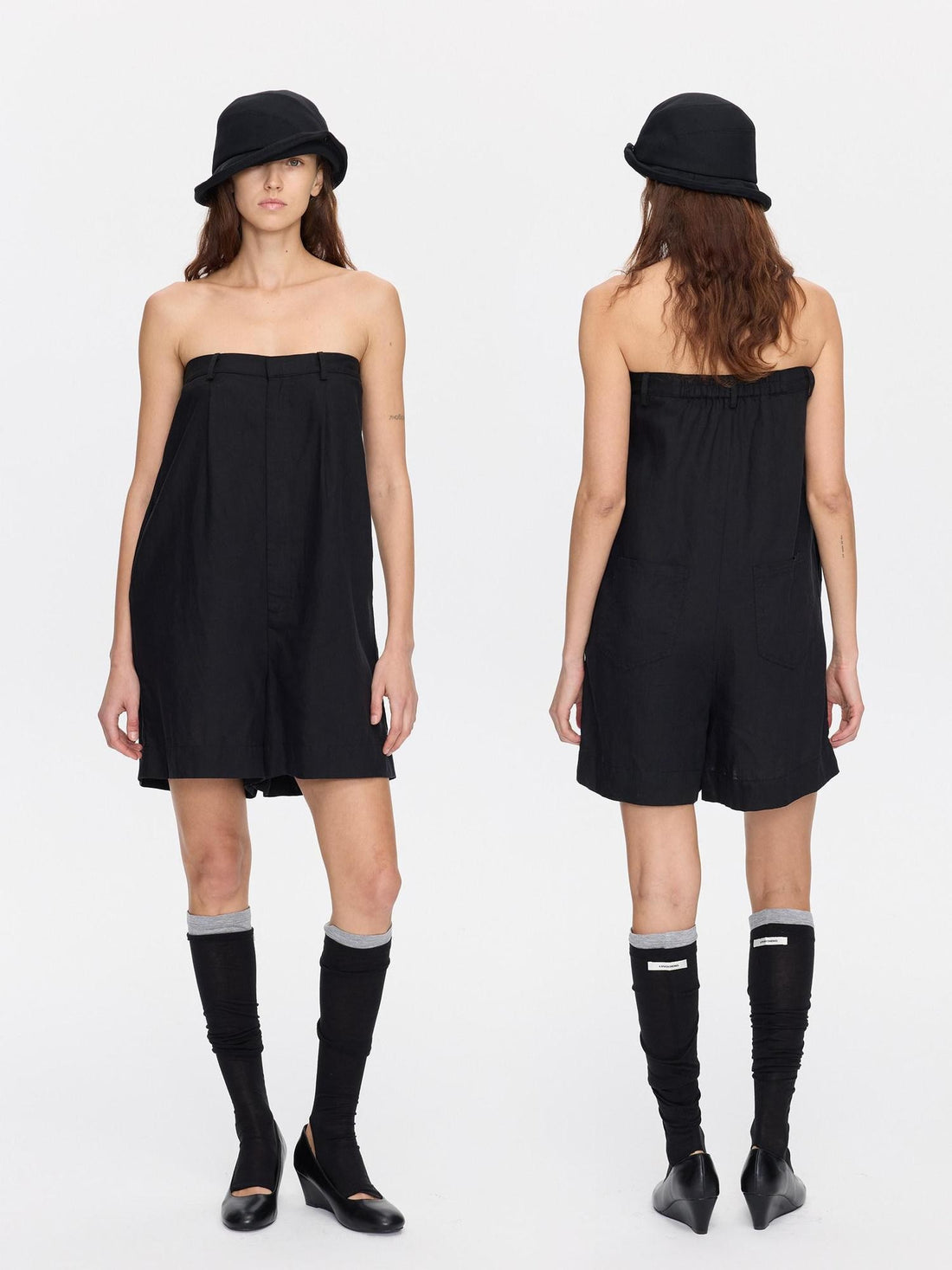 LYUOCHENG Black Solid Pocket Low Waist Loose Women&