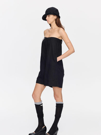 LYUOCHENG Black Solid Pocket Low Waist Loose Women&