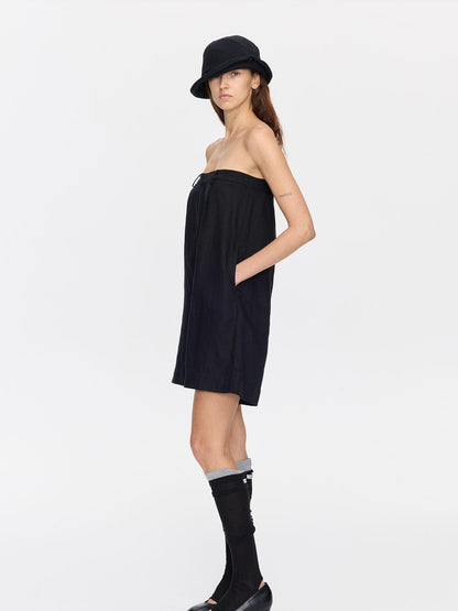 LYUOCHENG Black Solid Pocket Low Waist Loose Women&