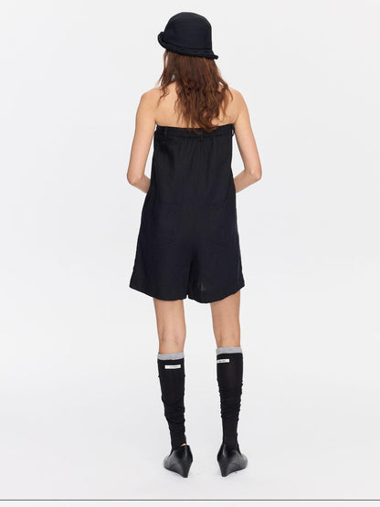 LYUOCHENG Black Solid Pocket Low Waist Loose Women&