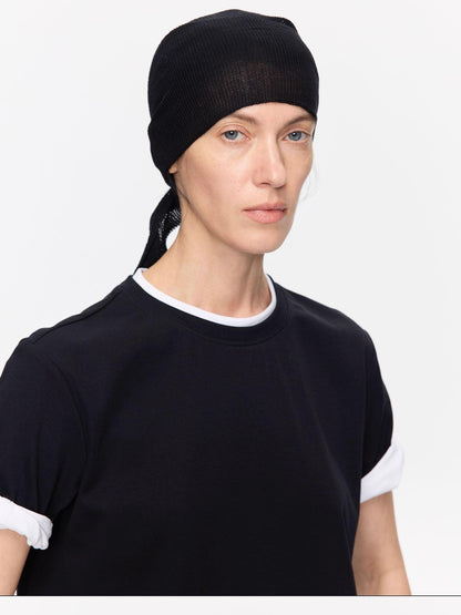 LYUOCHENG Black Solid Rectangular Lyocell Linen Casual Women&