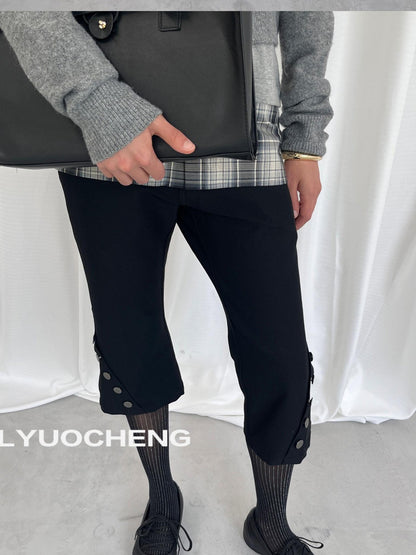 LYUOCHENG Black Vintage Stretch Pocket 3d Low Waist Women&
