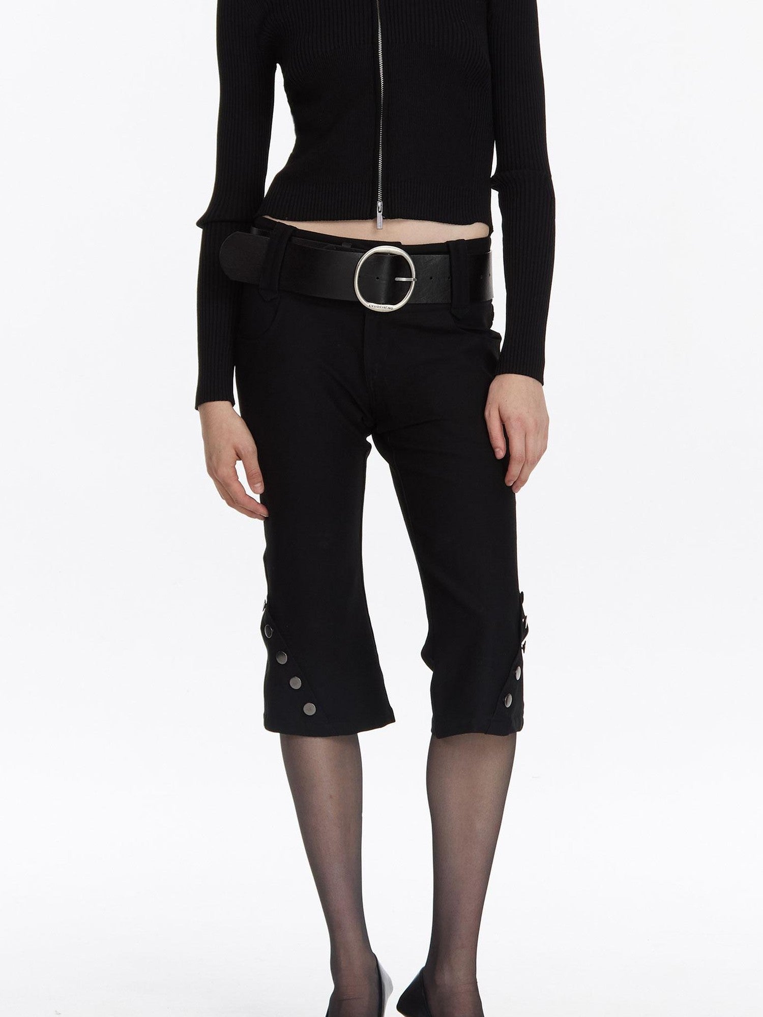 LYUOCHENG Black Vintage Stretch Pocket 3d Low Waist Women&