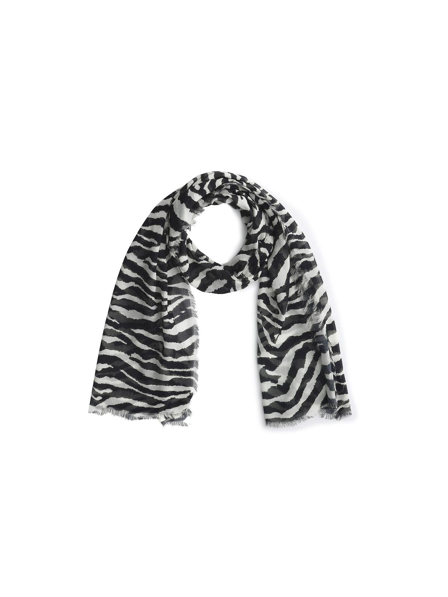 LYUOCHENG Black White Zebra Print Fringed Women&