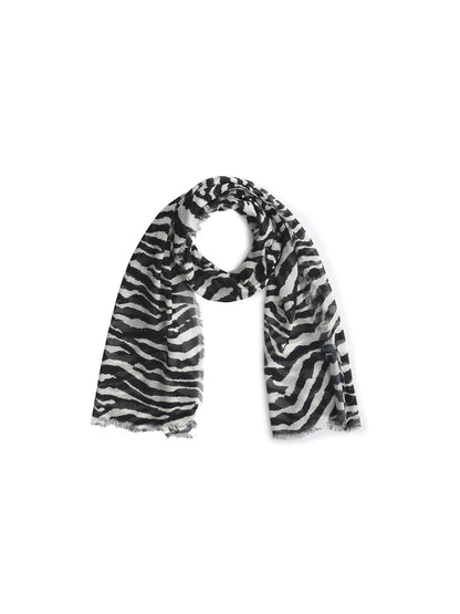 LYUOCHENG Black White Zebra Print Fringed Women&
