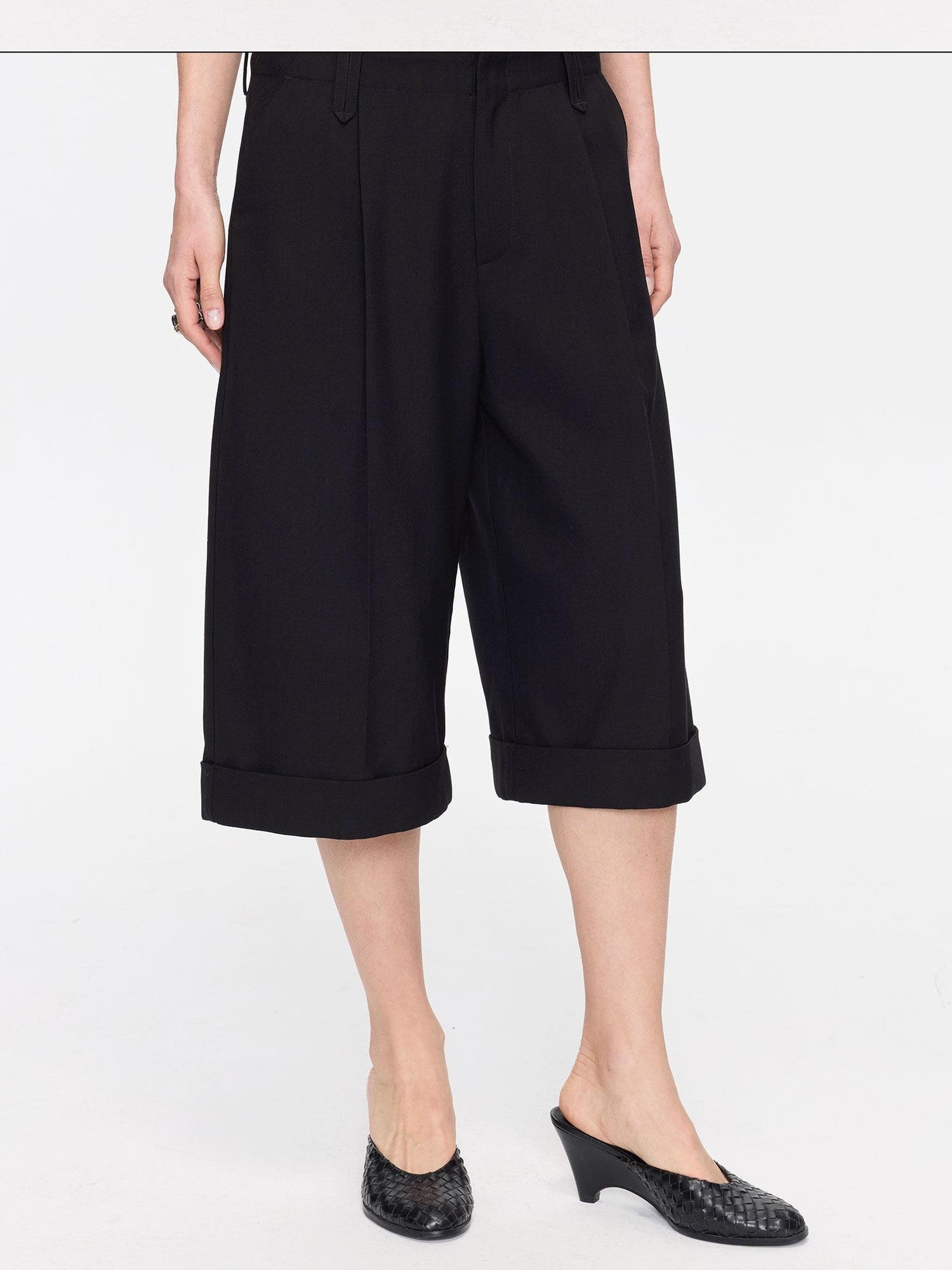 LYUOCHENG Black Woven Pointed Toe Wedge Women&