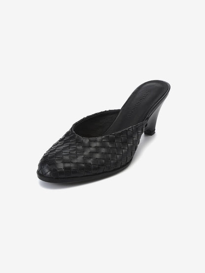 LYUOCHENG Black Woven Pointed Toe Wedge Women&