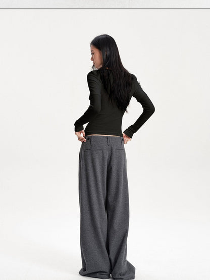 LYUOCHENG Boat Neck Off Shoulder Spliced Faux Layered Women&