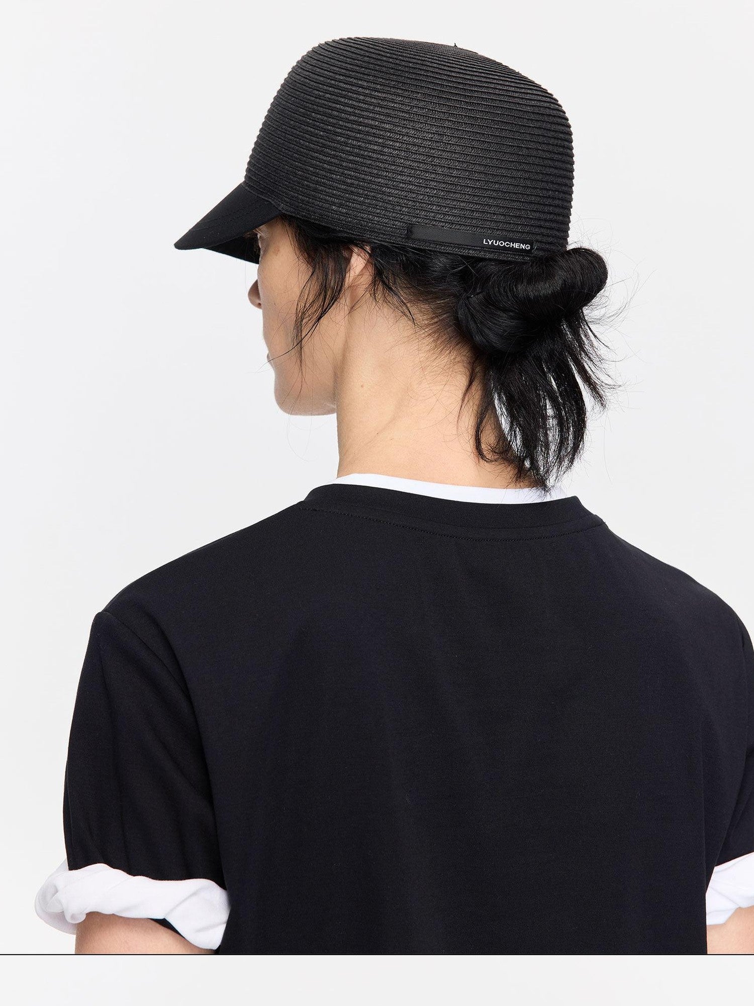 LYUOCHENG Braided Straw Hard Brim Adjustable Equestrian Women&