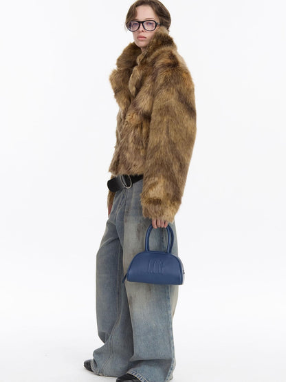 LYUOCHENG Brown Double Breasted Lapel Vintage Women&
