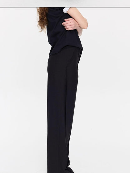 LYUOCHENG Casual Pleated High Waist Women&