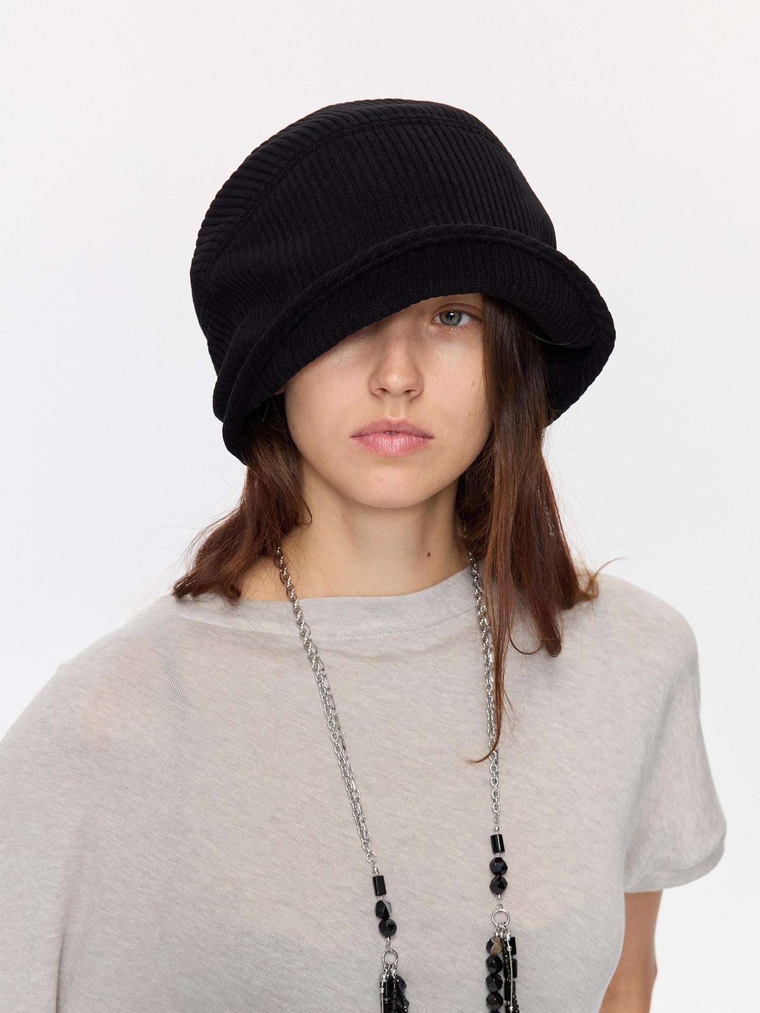 LYUOCHENG Casual Vertical Ribbed Round Top Slouch Beanie Women&