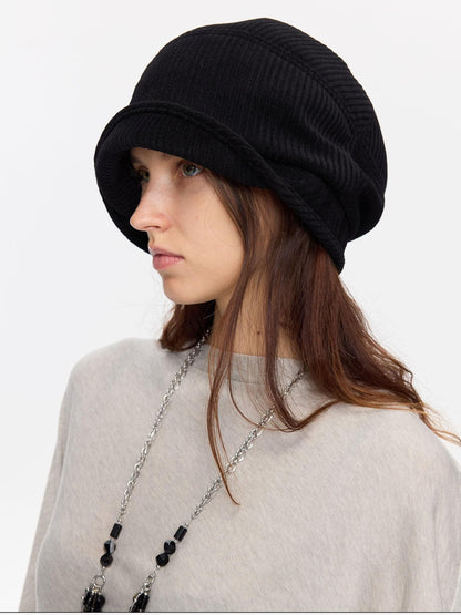 LYUOCHENG Casual Vertical Ribbed Round Top Slouch Beanie Women&