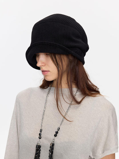 LYUOCHENG Casual Vertical Ribbed Round Top Slouch Beanie Women&