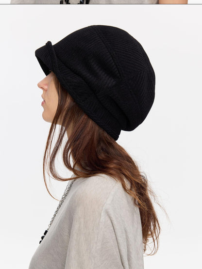 LYUOCHENG Casual Vertical Ribbed Round Top Slouch Beanie Women&