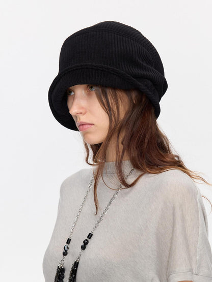 LYUOCHENG Casual Vertical Ribbed Round Top Slouch Beanie Women&