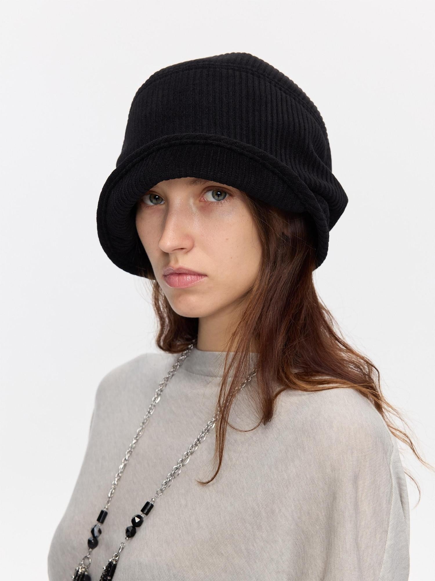 LYUOCHENG Casual Vertical Ribbed Round Top Slouch Beanie Women&