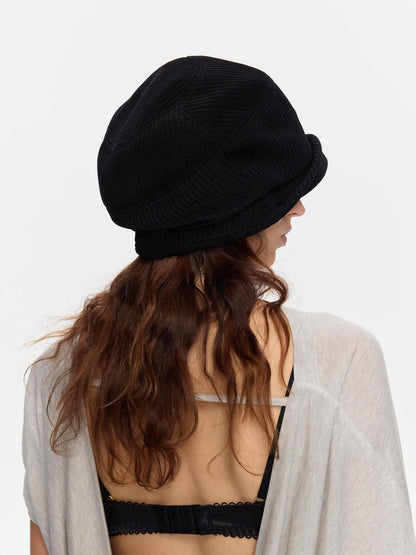 LYUOCHENG Casual Vertical Ribbed Round Top Slouch Beanie Women&