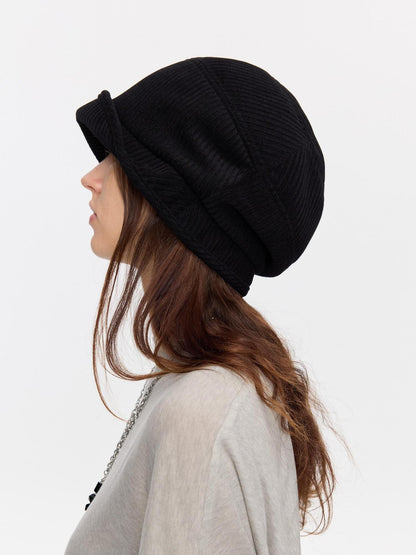 LYUOCHENG Casual Vertical Ribbed Round Top Slouch Beanie Women&