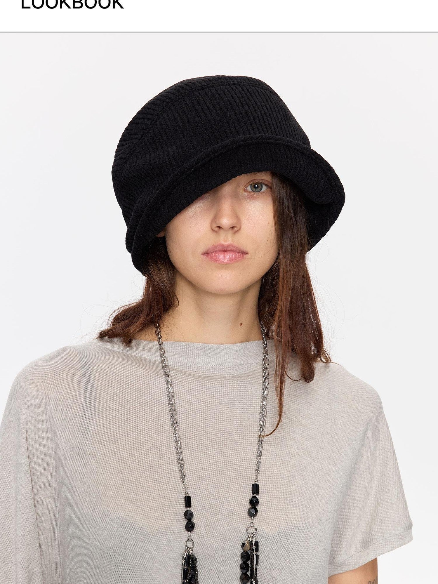 LYUOCHENG Casual Vertical Ribbed Round Top Slouch Beanie Women&