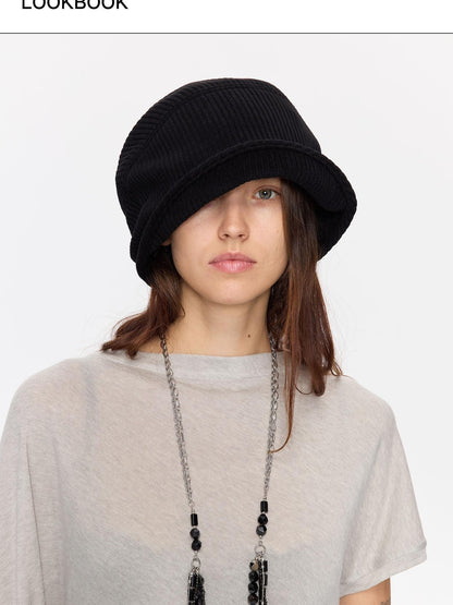 LYUOCHENG Casual Vertical Ribbed Round Top Slouch Beanie Women&