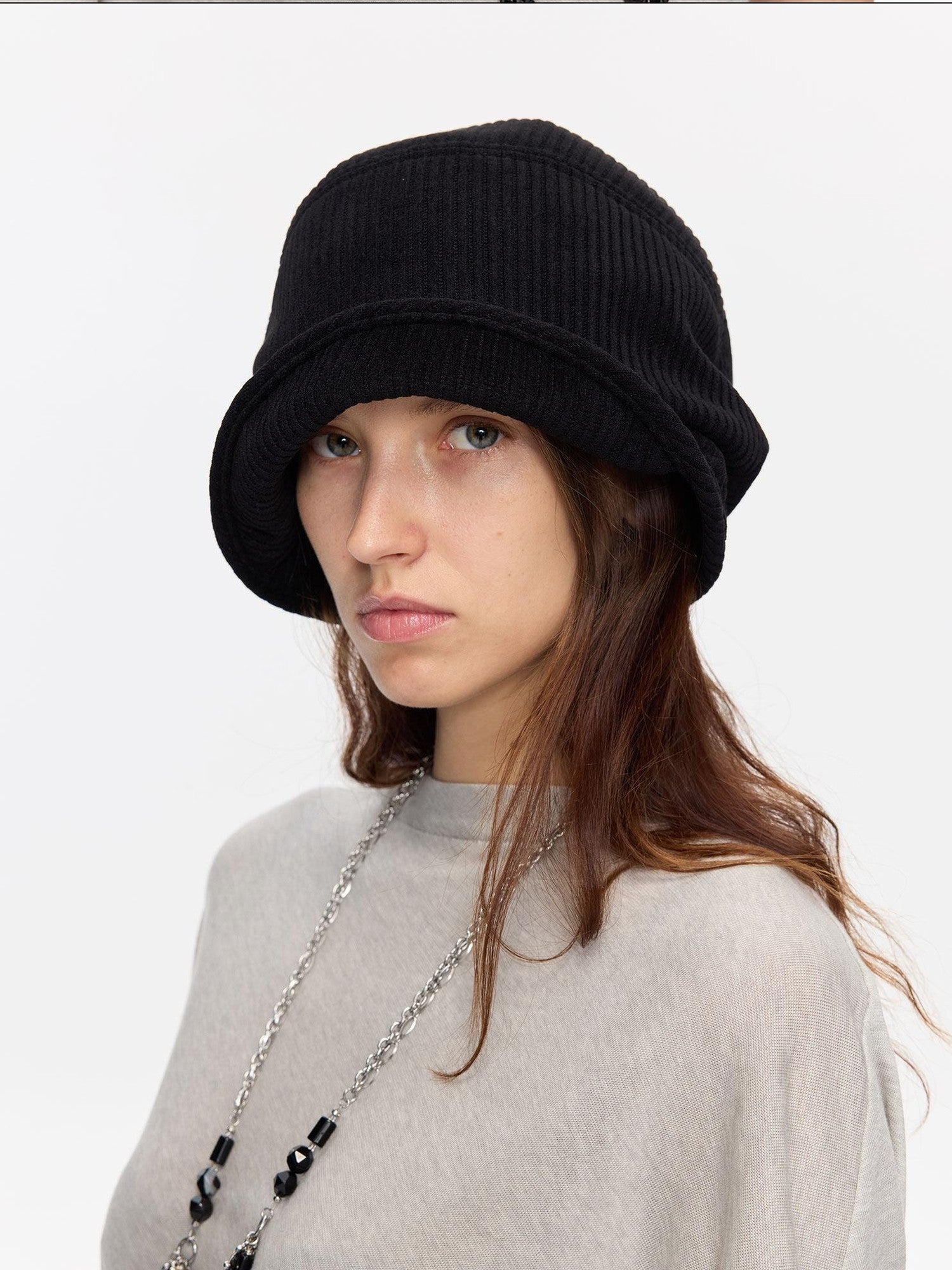 LYUOCHENG Casual Vertical Ribbed Round Top Slouch Beanie Women&