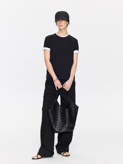 LYUOCHENG Casual Woven Strap Card Pocket Women&