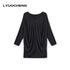 LYUOCHENG_Charcoal_Irregular_V-neck_Cocoon_Women&