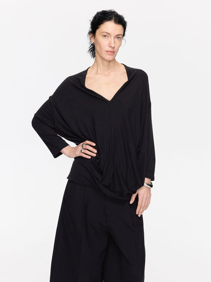 LYUOCHENG Charcoal Irregular V-neck Cocoon Women&