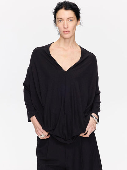 LYUOCHENG Charcoal Irregular V-neck Cocoon Women&