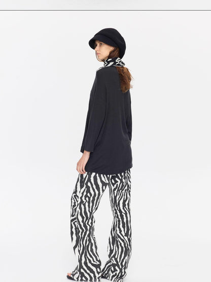 LYUOCHENG Charcoal Irregular V-neck Cocoon Women&