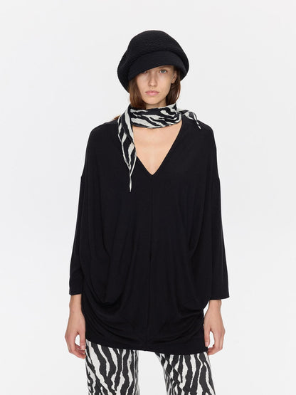 LYUOCHENG Charcoal Irregular V-neck Cocoon Women&