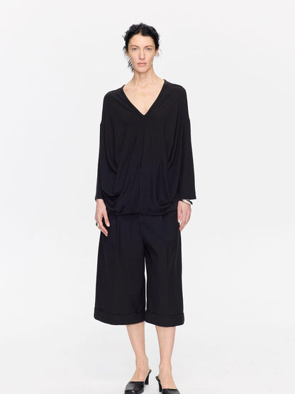 LYUOCHENG Charcoal Irregular V-neck Cocoon Women&