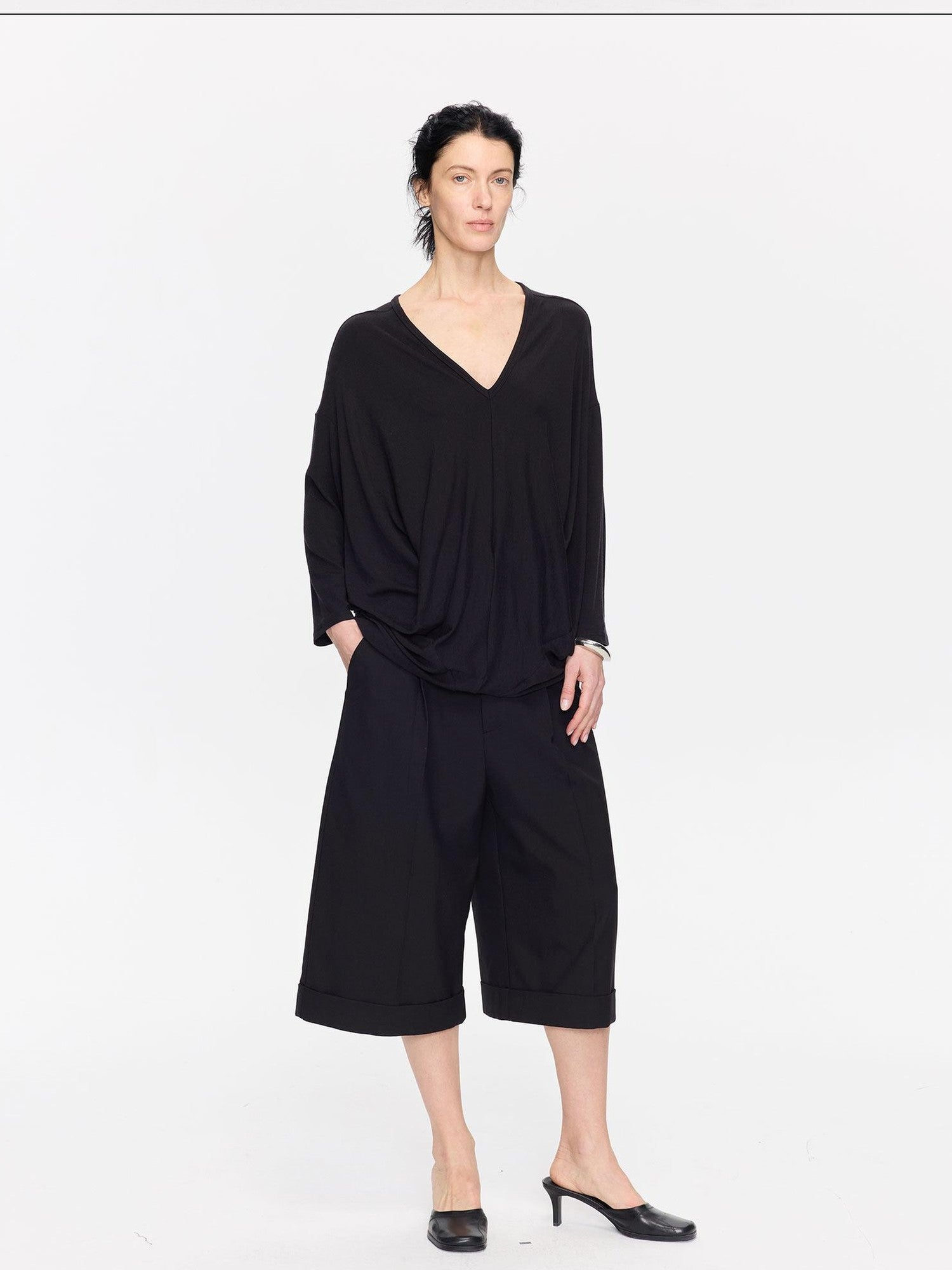 LYUOCHENG Charcoal Irregular V-neck Cocoon Women&
