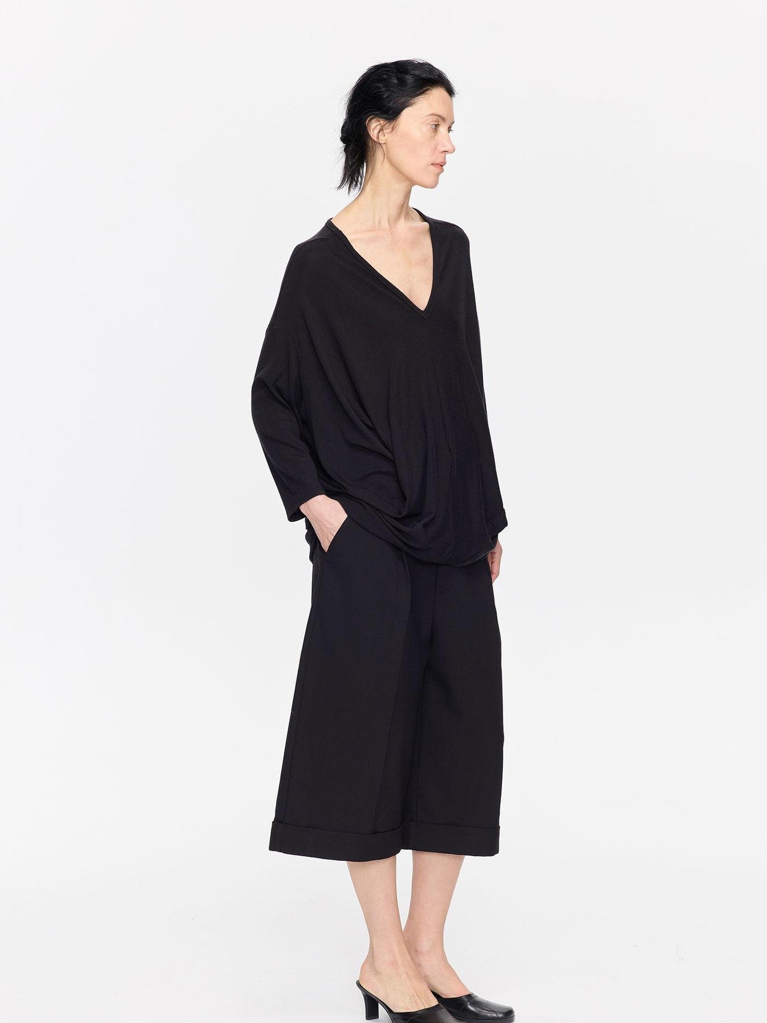 LYUOCHENG Charcoal Irregular V-neck Cocoon Women&