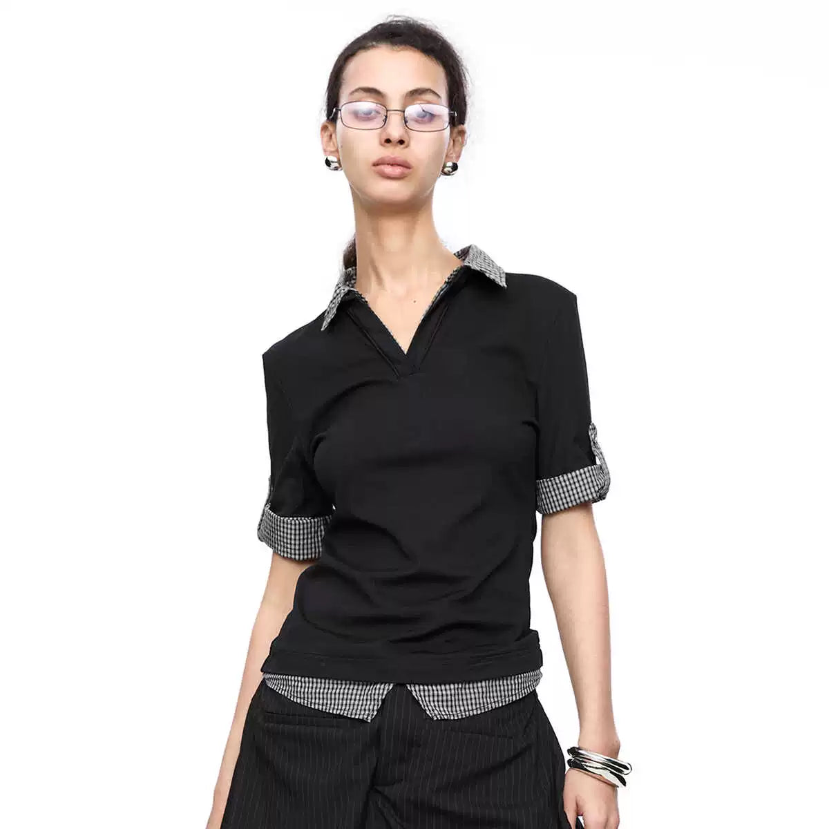 LYUOCHENG_Checkered_Panel_Polo_Shirt_MISSTT