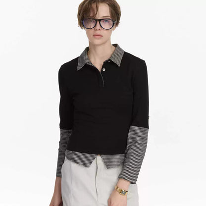 LYUOCHENG_Checkered_Paneled_Long_Sleeve_Polo_Shirt_MISSTT