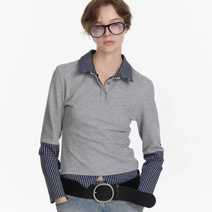 LYUOCHENG_Checkered_Paneled_Long_Sleeve_Polo_Shirt_MISSTT