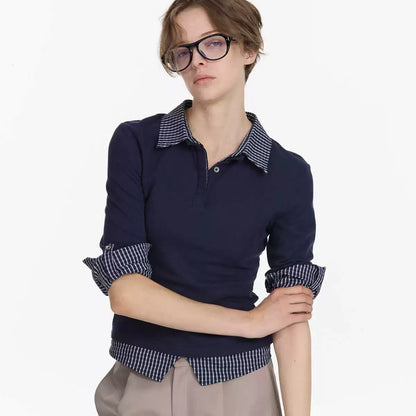 LYUOCHENG_Checkered_Paneled_Long_Sleeve_Polo_Shirt_MISSTT