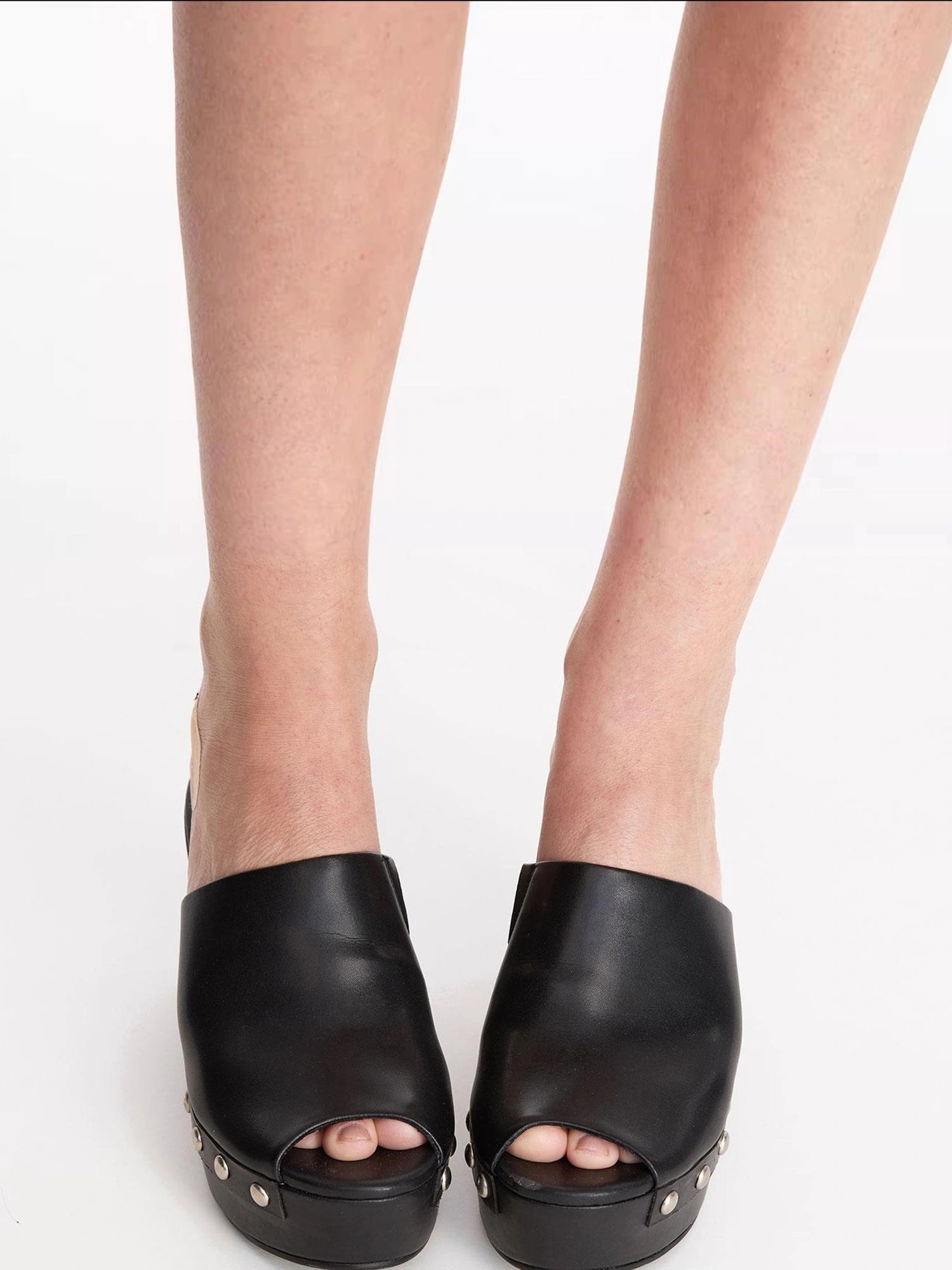 LYUOCHENG Chunky Platform Peep Toe Mule Sandals