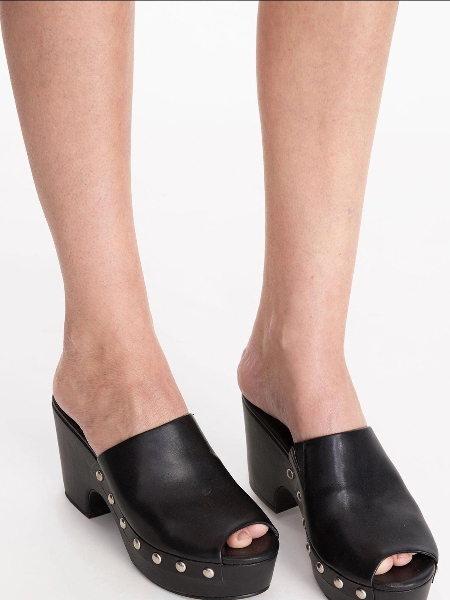 LYUOCHENG Chunky Platform Peep Toe Mule Sandals