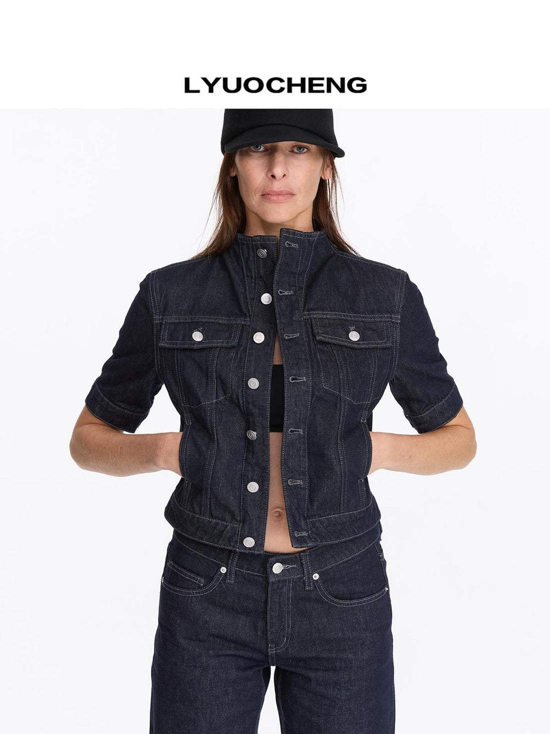 LYUOCHENG Classic Fit Raw Denim Jacket In Mid Weight Cotton
