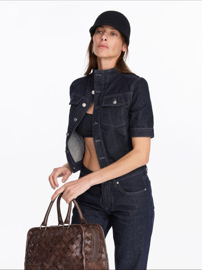 LYUOCHENG Classic Fit Raw Denim Jacket In Mid Weight Cotton