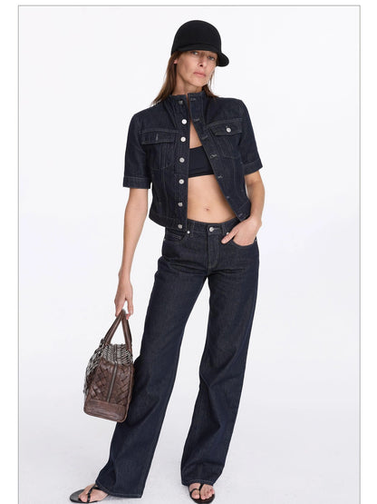 LYUOCHENG Classic Fit Raw Denim Jacket In Mid Weight Cotton