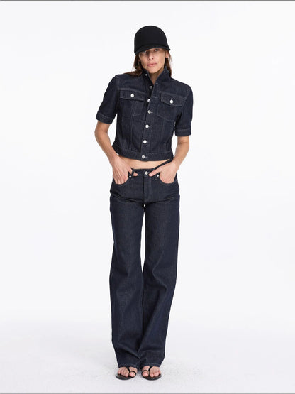 LYUOCHENG Classic Fit Raw Denim Jacket In Mid Weight Cotton