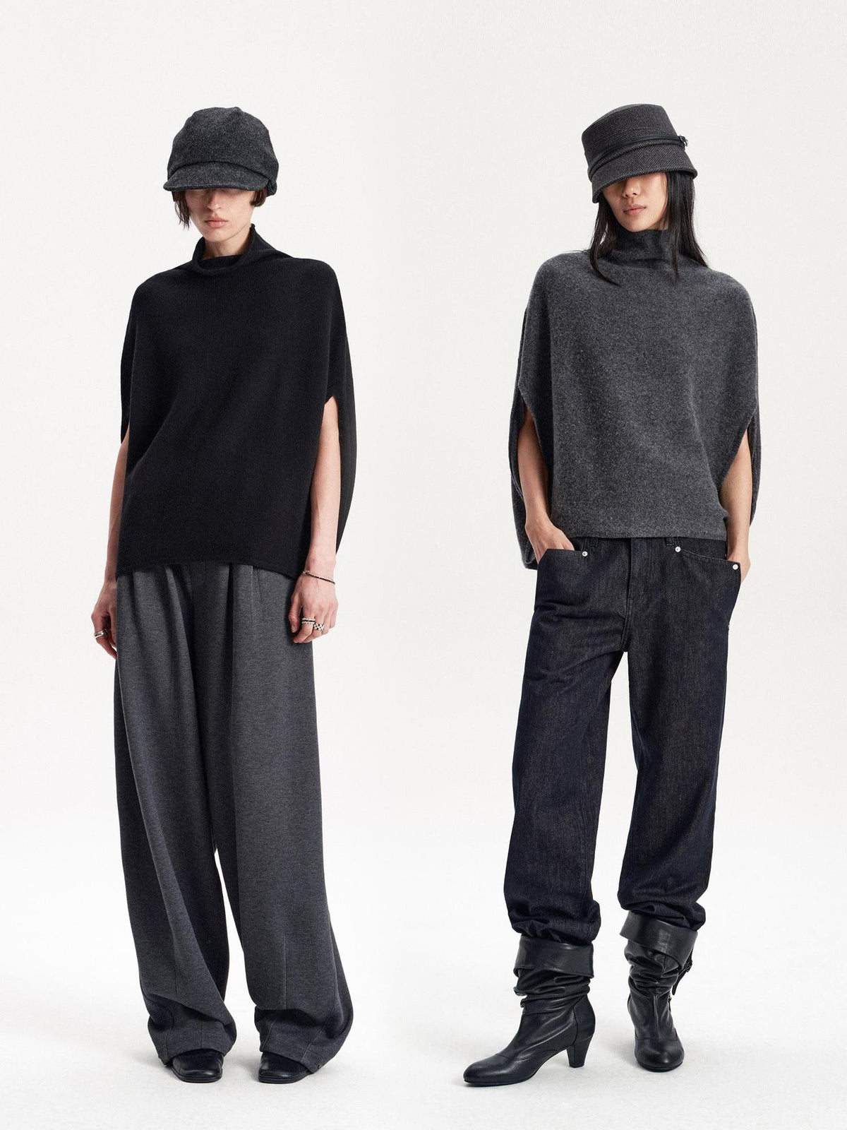 LYUOCHENG Cocoon Rolled Edge Wool Women&